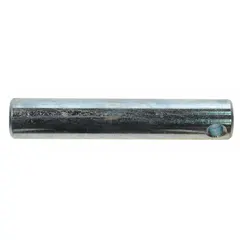Steel push pin replacement part for pallet jacks. Compatible with model 4YX97. Silver finish. Used to secure the load-handling mechanism in material handling equipment.