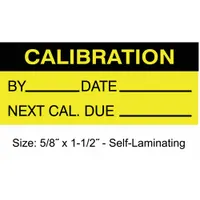 Calibration Label: Calibration, 1 1/2 in Wd, 5/8 in Ht, Black/Yellow, Polyester, Indoor, 350 PK (MPN TCFSL2-22136)