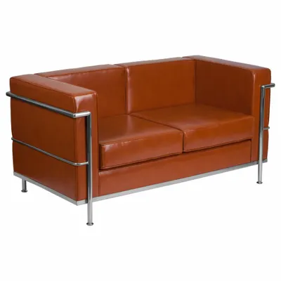 FLASH FURNITURE Loveseat Gray Faux Leather Metal 43 1/2 in Seat - Loveseats