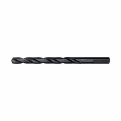 This 11/32" (0.3438") jobber-length drill bit is made from high-speed steel with a black oxide finish. The parabolic flute design promotes efficient chip evacuation during deep-hole drilling, while the 135° split point reduces walking and drilling force. Suitable for general-purpose drilling in steel, stainless steel, and other metals in maintenance, fabrication, and production applications.