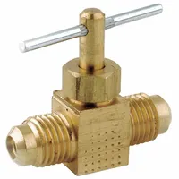 APPROVED VENDOR Needle Valve: Inline Valve Body, Brass, 1/4 in Pipe Size, Flare x Flare, Flare (MPN 709110-04)
