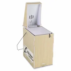 This plastic one-door trap is designed for indoor bird control, capturing one bird at a time. It features an audio integrated sparrow call to attract target species. Suitable for use in facilities, warehouses, and commercial spaces.