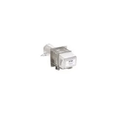 Pipe-mount exhaust draft inducer designed for furnaces using LP fuel. Operates on 115V AC, 60 Hz, single phase, 2.1 A. Fits 5 in to 6 in pipe, delivers 0.006 cfm @ 0.0 in SP. Includes two-piece backing plate, steel wheel. UL Listed.