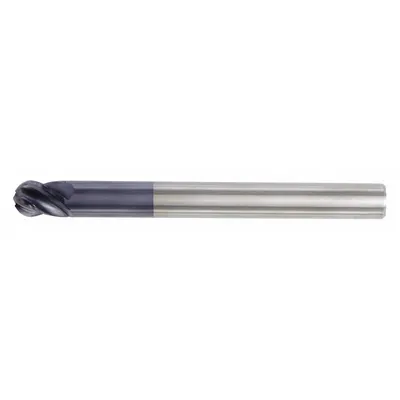 WIDIA HANITA Ball End Mill: Carbide, TiAlN Coated, 4 Flute, 1/4" Mill Dia, 3/8" LOC - Fast-Cutting Carbide Ball End Mills for Steel & Cast Iron
