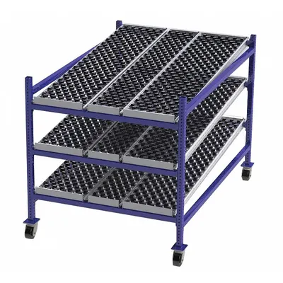 UNEX FLOW CELL Skate Wheel Track Bolted Mobile Flow Rack - Skate Wheel Track Bolted Mobile Flow Racks