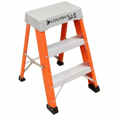 LOUISVILLE LADDER Step Stool: 2 Steps, 2.4 ft Overall Ht, 300 lb Load Cap - Folding Step Stools