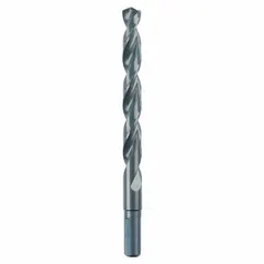 This high-speed steel jobber-length drill bit features a black oxide finish, parabolic flute design, and 135° split point. The 13/32" (0.4063") diameter is suited for chip-clearing deep-hole drilling in steel, stainless steel, and other metals. Commonly used in machining, fabrication, and maintenance operations.