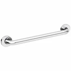 This straight grab bar is constructed of polished stainless steel with a 36-inch length and 1 1/4-inch diameter. It is designed for wall mounting in bathrooms, showers, and other areas where secure hand support is needed to assist with balance and stability.