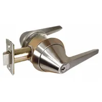 Storeroom lever lockset with stainless steel construction and satin stainless steel finish. ADA compliant and ligature-resistant, suitable for institutional settings requiring safety and accessibility. ANSI F112 function allows free egress while maintaining locked exterior. No visual indicator