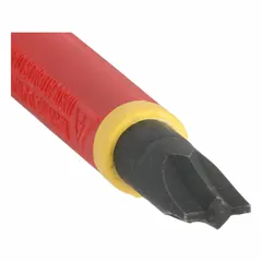 ECX screwdriver with #1 tip size, combining slotted and Phillips drive compatibility. 4-inch shank length, 8-inch overall length. Cushion grip handle. Used for general assembly and fastening tasks where ECX recessed screws are encountered.