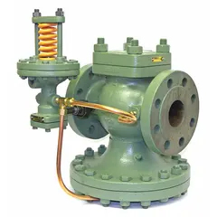 This SPENCE pressure regulator is a cast iron general purpose unit with 125 flange connections. It is designed to reduce and stabilize pressure in steam, air, or gas piping systems. Typical applications include process heating, sterilization, and HVAC systems where consistent downstream pressure is required.