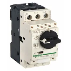 Non-reversing manual motor starter with integrated thermal overload protection. Rated 10 A, 3 poles, 600V AC maximum. Features a selector switch for operation and built-in thermal units, eliminating the need for separate overload relays. Suitable for starting and protecting motors in applications such as conveyors, pumps, and compressors.