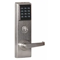 This BEST mortise lockset trim is designed for use with exit push bars on commercial doors. It features a chrome finish and is ADA compliant for accessible operation. Suitable for applications requiring secure access control with push bar hardware.