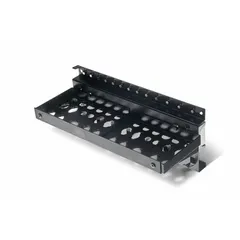 This steel tool wall bracket is designed for organizing pliers. Finished in black, it has a 20-inch overall length. Suitable for use in workshops, garages, and industrial facilities to keep pliers accessible and reduce clutter.