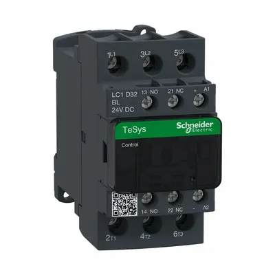 SCHNEIDER Magnetic Contactor: Non-Reversing, 3 Poles, 3NO Contacts, 32 A - Non-Reversing IEC Contactors