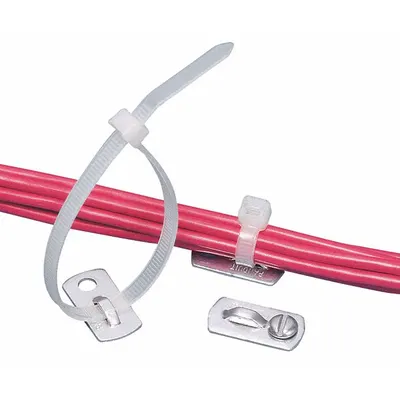 PANDUIT Screw Mount Cable Tie Base, Natural, #10 Hole, 100 PK - Screw Mount Cable Tie Bases