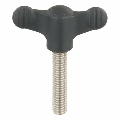 KIPP Hand Knob: Wing, Plastic w/ SS Thread, 5/16"-18 Thread, 40 mm Thread Lg - Wing Knobs with Threaded Stud