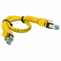 HARTING Cordset: Cat6a, RJ45 Male Adj Angle x RJ45 Male Adj Angle, 1 m Lg, PUR, Yellow, Shielded (MPN 09488484745010)