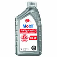 MOBIL Full Synthetic High Mileage 5W-30 is a biodegradable gasoline engine oil designed for trucks. It is suitable for high-mileage gasoline engines, helping to reduce oil consumption and leaks. This 1-quart container provides extended protection for fleet maintenance
