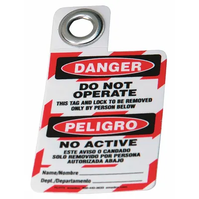 BRADY Danger Bilingual Tag: Peligro/Danger, Danger Do Not Operate, Vinyl, Write-On Surface - Safety