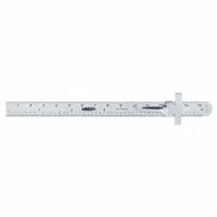 INSIZE Pocket Rule: 7119-150, 6 in / 150 mm, 0.02 in Thick, 1/64 in/1 mm, Chrome, Black, Rigid