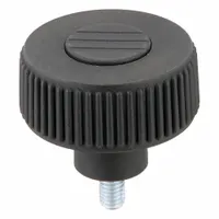 Hand Knob: Knurled, Plastic w/ Steel Thread, M6 Thread, 10 mm Thread Lg, 40 mm Dia, Gray (MPN K0260.5106X10)