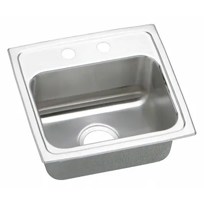 ELKAY Bowl Drop-In Sink: 17 in Overall Lg, 16 in Overall Wd, 7 1/2 in Bowl Dp - One-Bowl Counter-Mounted Kitchen & Bar Sinks without Faucets