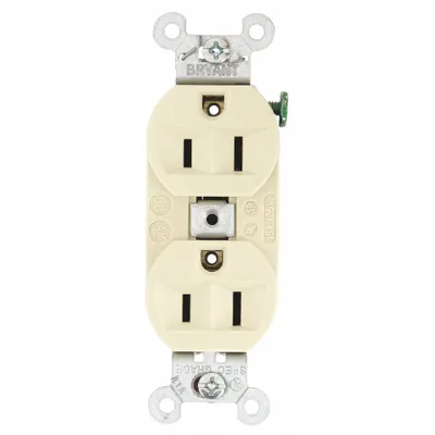 BRYANT Receptacle: Duplex, 5-15, Ivory, 125V AC, 15 A, 2 Pole / 3 Wire (MPN 5262BI) - General Purpose Receptacles