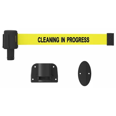 BANNER STAKES Retractable Belt Barrier: Anchors/Screws, 15 ft Belt Lg - Wall-Mount Retractable Belt Barriers