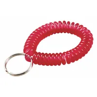 Wrist Coil Key Ring: 7/8 in Key Ring Dia, Polyurethane, Red, 2 in Overall Wd, 3 in Overall Ht, 10 PK (MPN 41070)