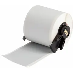 Polyester label roll, 4 in x 1 29/32 in, gray, metal detectable. Compatible with BMP71 printer (with Media Adapter). Used for industrial labeling where metal detection of label fragments is required.