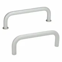Aluminum U pull handle with a silver finish. Features a 3.46 in mounting hole center-to-center distance and M4 threaded holes for secure panel mounting. Suitable for use on industrial enclosures, cabinets, and machinery doors