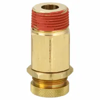 Brass body vacuum and pressure relief valve with 3/4 in MNPT connections. Pressure relief range: 0 in Hg to 14.7 psi. Vacuum relief range: 0 in Hg to 27 in Hg. Used to protect pneumatic systems from overpressure or vacuum conditions