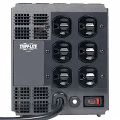 Single-phase small tower power conditioner with 1.8 kVA apparent power rating and 1,800 W output. Accepts 120V AC input via 5-15P plug, delivers 120V output at 15 A maximum current. Suitable for cleaning and regulating AC power to protect sensitive electronic equipment in various applications.