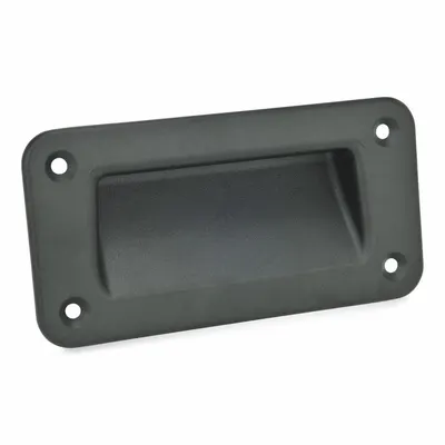 JW WINCO Recessed Pull Handle: Unthreaded Holes, Zinc, Black, Tray, 6.1 in Overall Lg - Angled Inset Pull Handles
