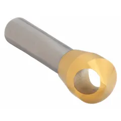 This 100° countersink features a zero-flute design to reduce vibration and chatter during operation. The TiN-coated cobalt construction provides wear resistance for extended tool life. It is used to create conical recesses for flat-head screws in metalworking applications.