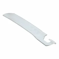 Galvanized steel retaining strap for securing 3/8 in pipe or rod to beam clamps. Measures 3/8 in height, 8 in length, and 1 in width. Used in mechanical and electrical installations to support conduit, tubing, or threaded rod without welding or drilling.