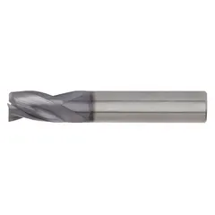 This carbide square end mill features a TiAlN coating and three flutes for efficient chip evacuation and heat resistance. With a 5/8" mill diameter, 3/4" length of cut, and 3" overall length, it is suited for slotting, profiling, and contouring in general-purpose milling of steel, stainless steel, and cast iron.