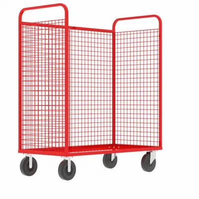 VALLEY CRAFT Cage Cart: 2,000 lb, Overall Dim. 57 in L x 30 in W x 68 in H, Rubber - Dual-Side-Access with Wire Shelves