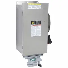 This SQUARE D fusible safety switch is rated 60 A, three-phase, 600V AC, with a 304 stainless steel enclosure for indoor/outdoor use. It is compatible with the Appleton Powertite plug series. Typical applications include isolating electrical circuits in industrial environments where corrosion resistance is required.