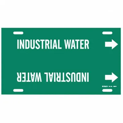 BRADY Pipe Marker: Industrial Water, Green, White, Fits 8 to 9 7/8 in Pipe O.D. - Industrial Water Strap-On Pipe Markers