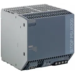 This DIN Rail mount DC power supply delivers 960 W rated output power at 40 A from a single-phase 120 to 500 V AC input. The metal housing provides robust protection for use in industrial control panels, automation systems, and machinery requiring a stable DC power source.