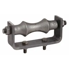 This surface-mount pipe roller supports and guides 8 in pipe in industrial material handling, conveyor, and fabrication applications. The cast iron roller and base reduce friction during pipe movement, handling loads up to 1,350 lb.