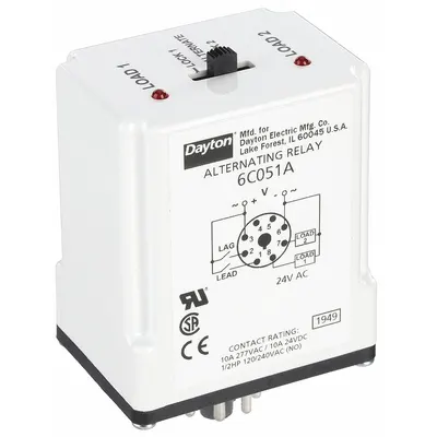 Dayton Alternating Relay: Socket Mount, 24V AC, 8 Pin - Socket-Mounted Alternating Relays