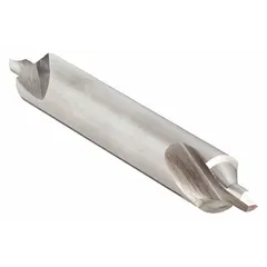 Double-end bell-tip center drill with 60° included angle and 3-1/4 in overall length. Made from high-speed steel for creating precise center holes in workpieces for lathe turning or grinding operations. Commonly used in machining and tool-and-die applications.