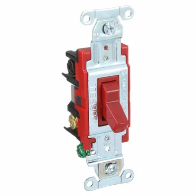 BRYANT Wall Switch: Toggle Switch, 4-Way, Maintained, Red, 120/277V AC - Toggle Wall Switches