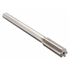 This straight-flute high-speed steel chucking reamer has a 12 mm (0.4724 in) diameter and a neutral finish. It is used for enlarging and finishing holes to precise diameters in industrial machining operations.