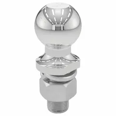 Steel hitch ball with chrome finish, 2 in diameter, rated for 7,500 lb gross vehicle weight. Suitable for towing trailers with Class III or IV hitches, such as boat trailers, utility trailers, and campers.