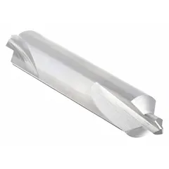 Plain-tip center drill with double-end design for extended tool life. Size #3 with 90° point angle and 2 in overall length. Carbide construction. Used to create conical starting holes for lathe centers or to guide larger drill bits in precision machining.