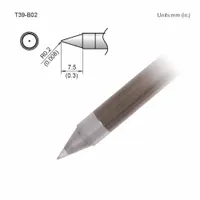 HAKKO Soldering Tip: T39 Series, Conical, 0.2 mm W, 7.5 mm Lg (MPN T39-B02)